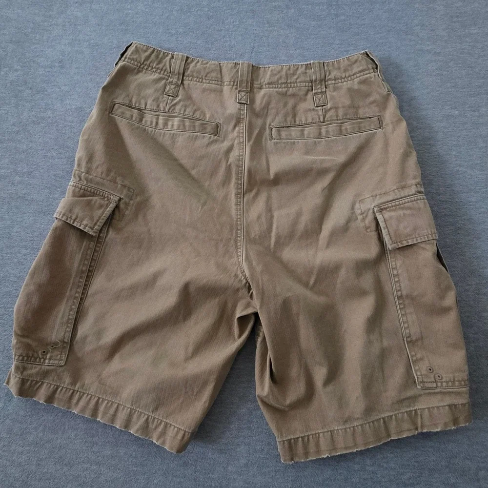 Abercrombie and Fitch Mens Tan Khaki Herringbone Cargo Shorts Size 31 T-2083